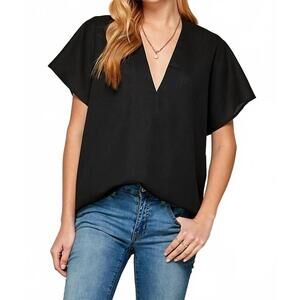 NEW TWENTY TEN semi-sheer relaxed fit blouse in black
